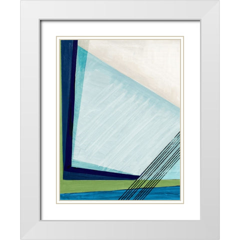 Blue Geometry I  White Modern Wood Framed Art Print with Double Matting by PI Studio