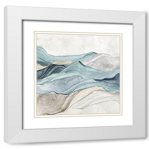 Blue Mountain Flow II  White Modern Wood Framed Art Print with Double Matting by PI Studio