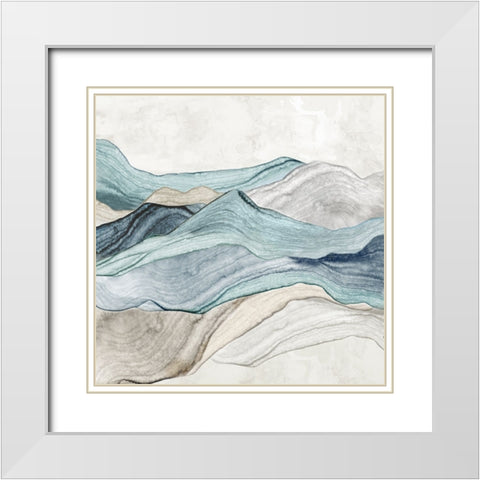 Blue Mountain Flow II  White Modern Wood Framed Art Print with Double Matting by PI Studio