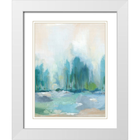 Soft Blue Landscape I  White Modern Wood Framed Art Print with Double Matting by PI Studio