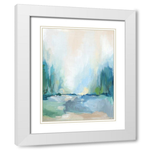 Soft Blue Landscape II  White Modern Wood Framed Art Print with Double Matting by PI Studio