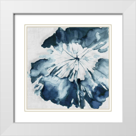 Blue Tropical Leaf  White Modern Wood Framed Art Print with Double Matting by PI Studio