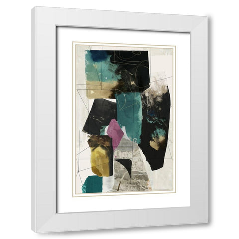 Teal Composition I  White Modern Wood Framed Art Print with Double Matting by PI Studio