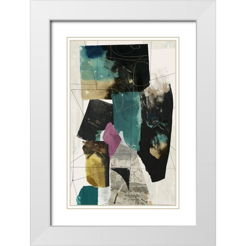 Teal Composition I  White Modern Wood Framed Art Print with Double Matting by PI Studio