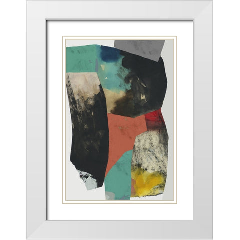 Multi Composition  White Modern Wood Framed Art Print with Double Matting by PI Studio