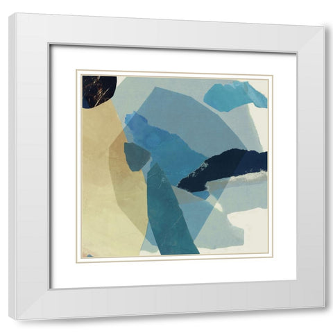 Blue Tissue Paper I  White Modern Wood Framed Art Print with Double Matting by PI Studio