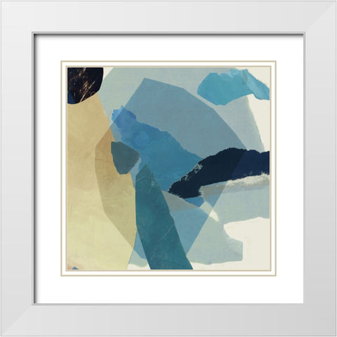 Blue Tissue Paper I  White Modern Wood Framed Art Print with Double Matting by PI Studio