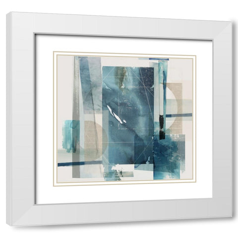 Blue Galaxy I  White Modern Wood Framed Art Print with Double Matting by PI Studio