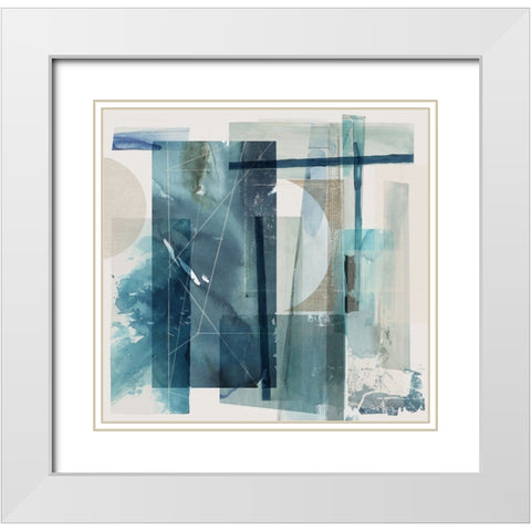 Blue Galaxy II  White Modern Wood Framed Art Print with Double Matting by PI Studio