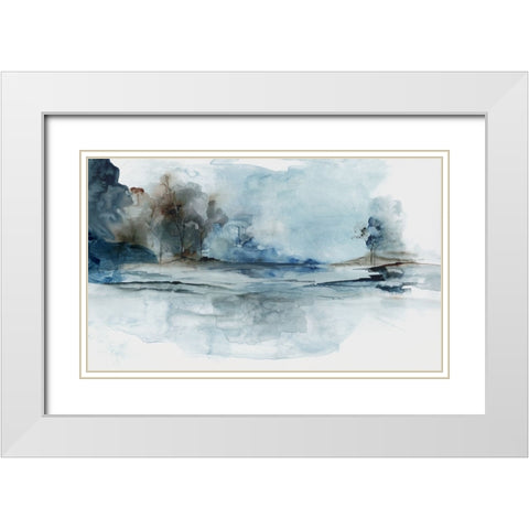 Blue Outlook  White Modern Wood Framed Art Print with Double Matting by PI Studio