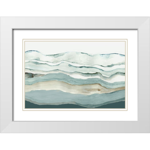 Blue Dunes  White Modern Wood Framed Art Print with Double Matting by PI Studio