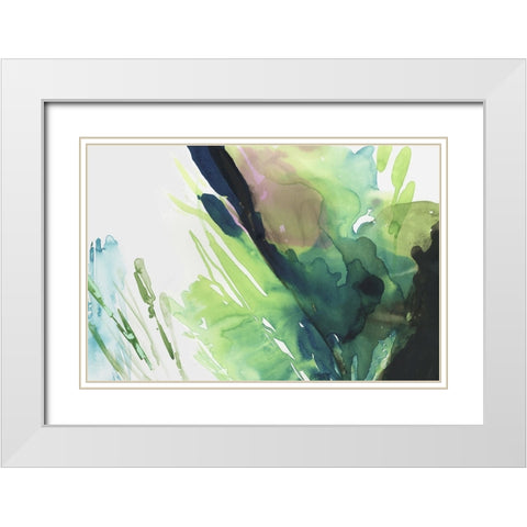 Splash of Green  White Modern Wood Framed Art Print with Double Matting by PI Studio