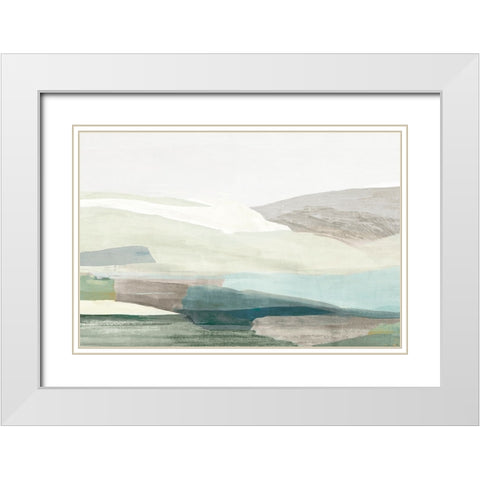 Green Rolling Hills  White Modern Wood Framed Art Print with Double Matting by PI Studio