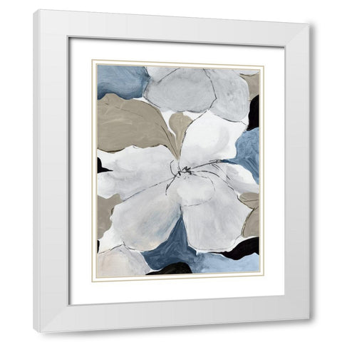 Gray Flowers I  White Modern Wood Framed Art Print with Double Matting by PI Studio