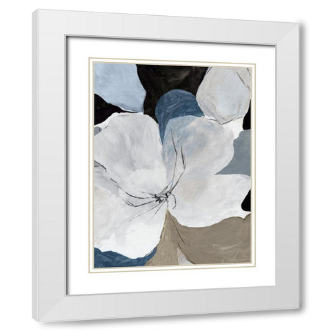 Gray Flowers II  White Modern Wood Framed Art Print with Double Matting by PI Studio