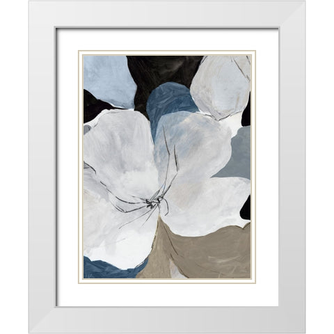 Gray Flowers II  White Modern Wood Framed Art Print with Double Matting by PI Studio