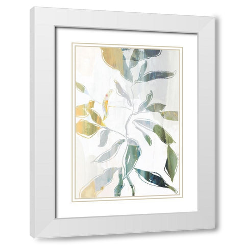 Growing Green Leaves I  White Modern Wood Framed Art Print with Double Matting by PI Studio
