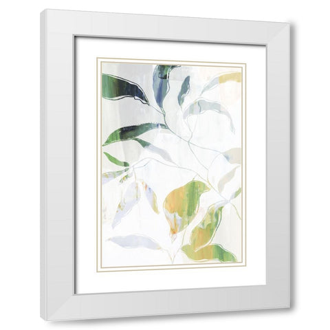 Growing Green Leaves II  White Modern Wood Framed Art Print with Double Matting by PI Studio