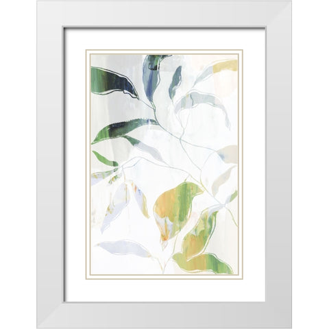 Growing Green Leaves II  White Modern Wood Framed Art Print with Double Matting by PI Studio