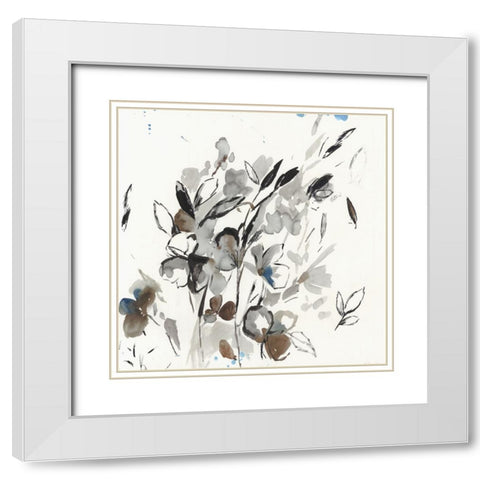 Loose Floral I  White Modern Wood Framed Art Print with Double Matting by PI Studio