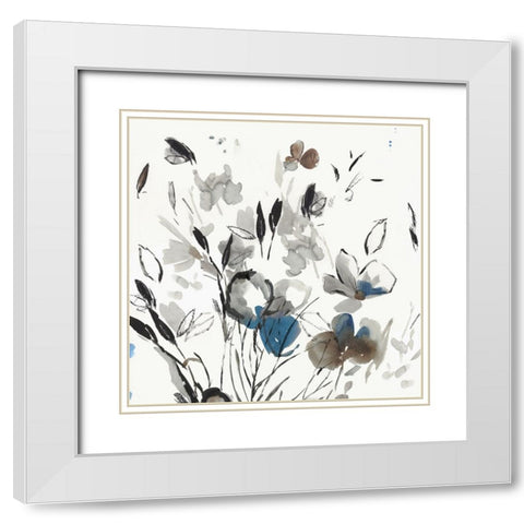 Loose Floral II  White Modern Wood Framed Art Print with Double Matting by PI Studio