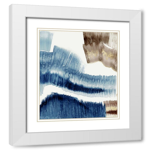 Lines of Blue I  White Modern Wood Framed Art Print with Double Matting by PI Studio