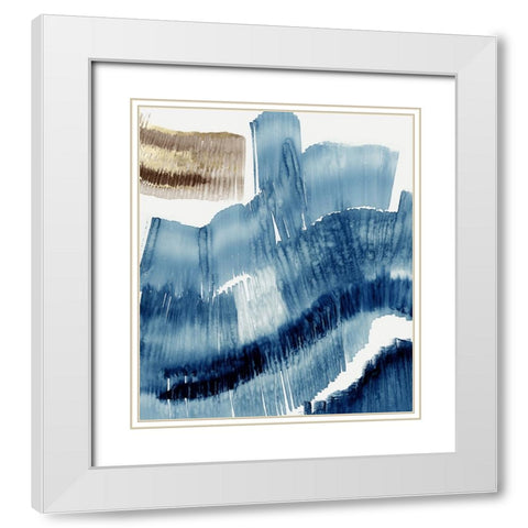 Lines of Blue II  White Modern Wood Framed Art Print with Double Matting by PI Studio