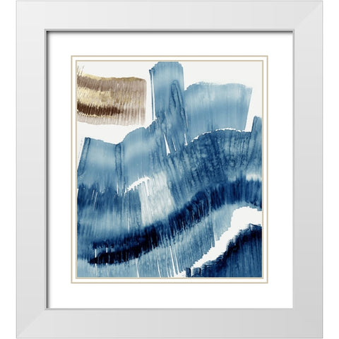 Lines of Blue II  White Modern Wood Framed Art Print with Double Matting by PI Studio