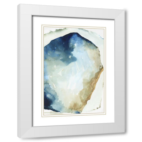 Shapes of Blue Watercolor II White Modern Wood Framed Art Print with Double Matting by PI Studio