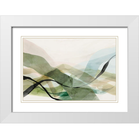 Green Spectre I  White Modern Wood Framed Art Print with Double Matting by PI Studio
