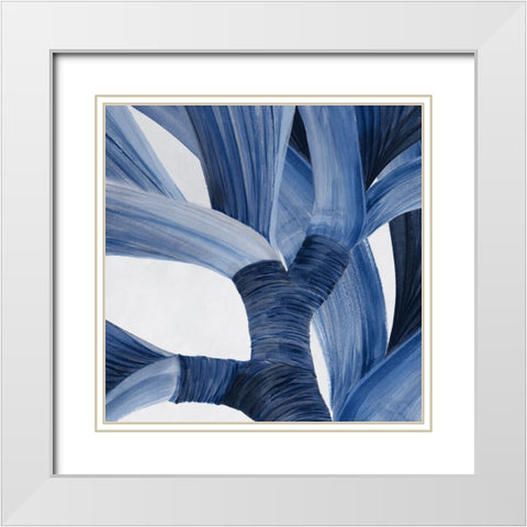 Blue Tropical Steam I  White Modern Wood Framed Art Print with Double Matting by PI Studio