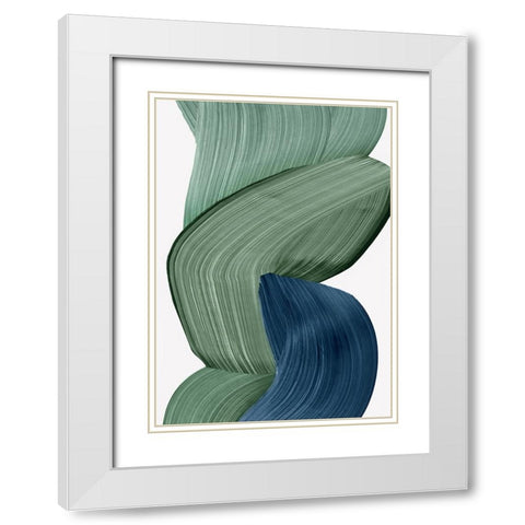 Harmonious Green III White Modern Wood Framed Art Print with Double Matting by PI Studio