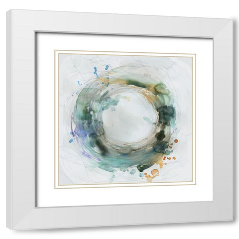 Circle Splash II  White Modern Wood Framed Art Print with Double Matting by PI Studio