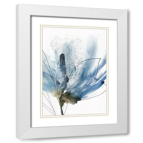 Blooming Blue Flower I  White Modern Wood Framed Art Print with Double Matting by PI Studio