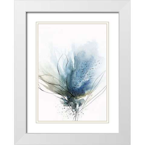Blooming Blue Flower II  White Modern Wood Framed Art Print with Double Matting by PI Studio