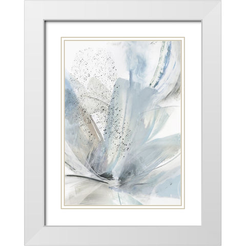 Blue Blooms I  White Modern Wood Framed Art Print with Double Matting by PI Studio