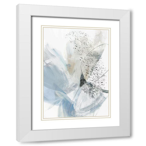 Blue Blooms II  White Modern Wood Framed Art Print with Double Matting by PI Studio