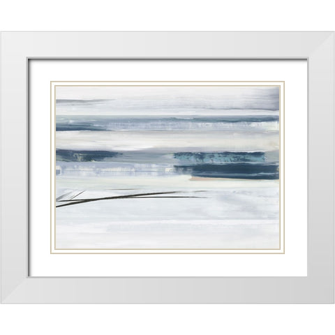 Blue Lines  White Modern Wood Framed Art Print with Double Matting by PI Studio