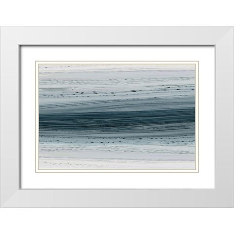 Drops of Blue  White Modern Wood Framed Art Print with Double Matting by PI Studio