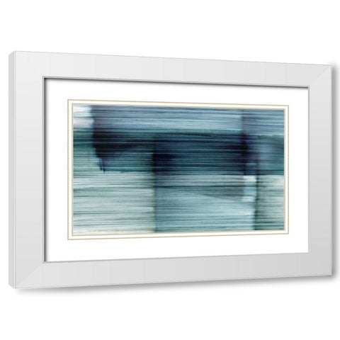 Translucent Blue  White Modern Wood Framed Art Print with Double Matting by PI Studio