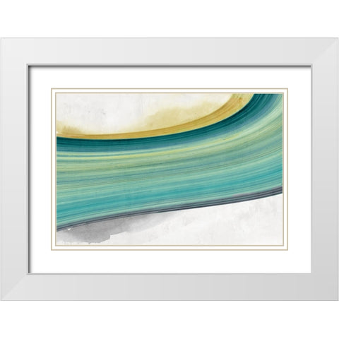 Teal Lines  White Modern Wood Framed Art Print with Double Matting by PI Studio