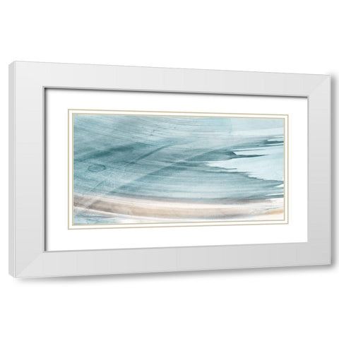 Blue Swoosh  White Modern Wood Framed Art Print with Double Matting by PI Studio