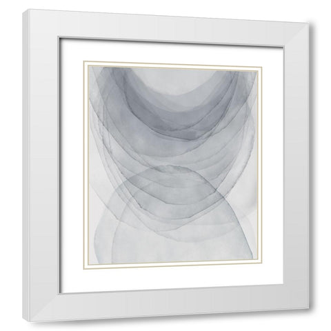 Grey Half Moon I  White Modern Wood Framed Art Print with Double Matting by PI Studio