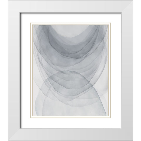 Grey Half Moon I  White Modern Wood Framed Art Print with Double Matting by PI Studio