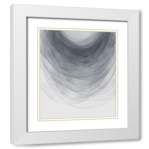 Grey Half Moon II  White Modern Wood Framed Art Print with Double Matting by PI Studio