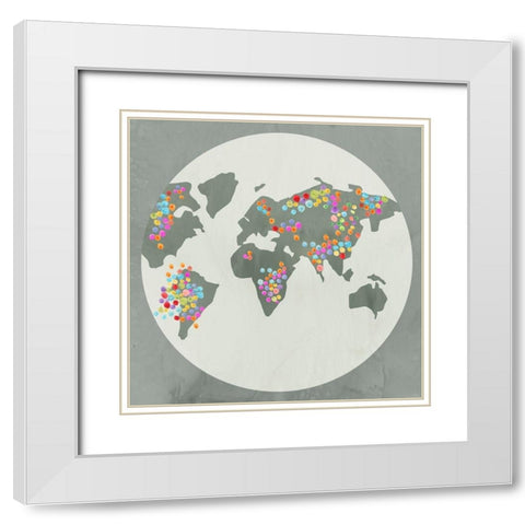 Globe I White Modern Wood Framed Art Print with Double Matting by PI Juvenile