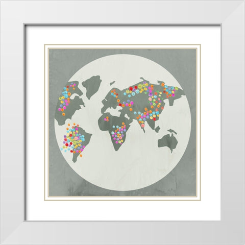 Globe I White Modern Wood Framed Art Print with Double Matting by PI Juvenile