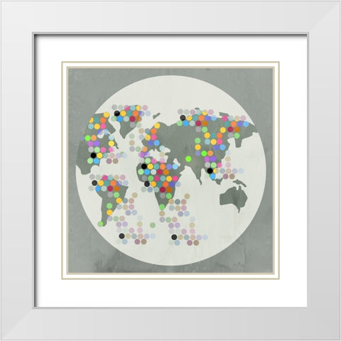 Globe II White Modern Wood Framed Art Print with Double Matting by PI Juvenile