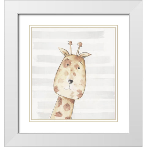 Little Giraffe I  White Modern Wood Framed Art Print with Double Matting by PI Juvenile