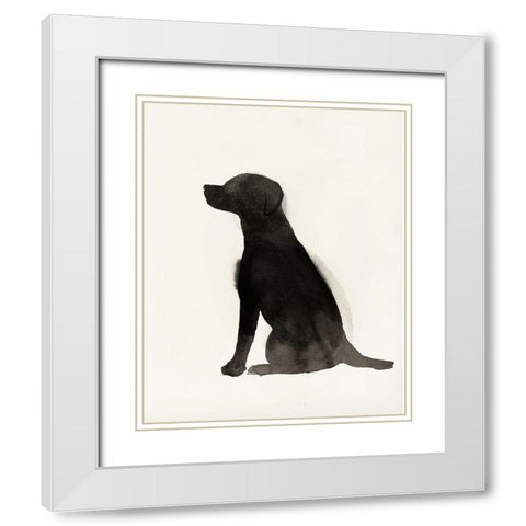 Black Dog White Modern Wood Framed Art Print with Double Matting by Pi Studio